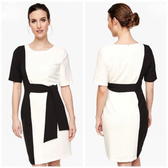 Maggy London Black and White Colorblock Dress - Picture 2 of 3